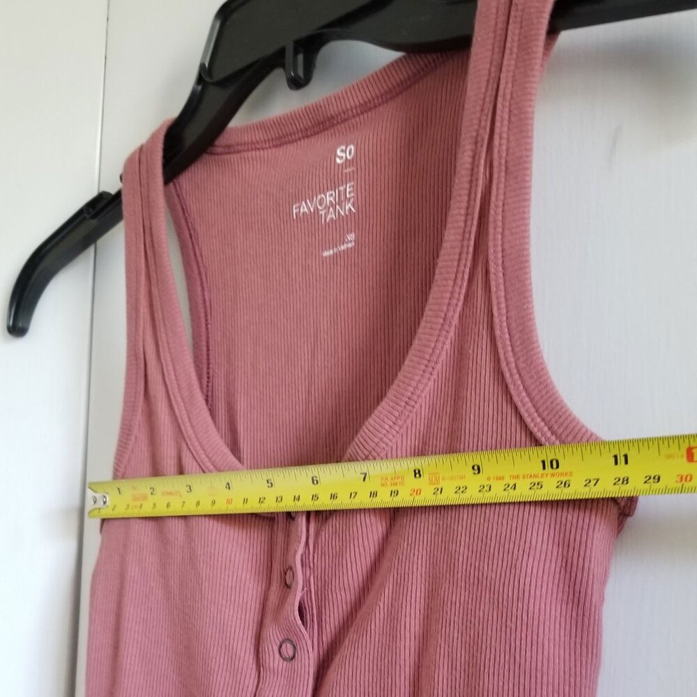 SO Ribbed Henley Racerback Tank Top - Picture 5 of 6